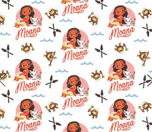 Charger l&#39;image dans la galerie, Moana Collection II - Motunui Friends - White Fabric - 1/2 Meter - Cotton Fabric
