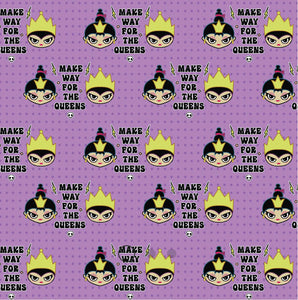 Disney Villains Kawaii Collection - Villainous Queens - Purple Fabric - 1/2 Meter - Cotton Fabric