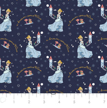 Charger l&#39;image dans la galerie, Disney Heart of a Princess Collection - Princess Cinderella - Navy Fabric - 1/2 Meter - Cotton Fabric
