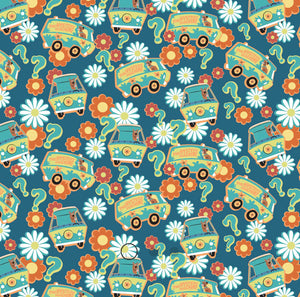 Scooby-Doo School Spirit Collection - SD Mystery Solving - Blue Fabric - 1/2 Meter - Cotton Fabric