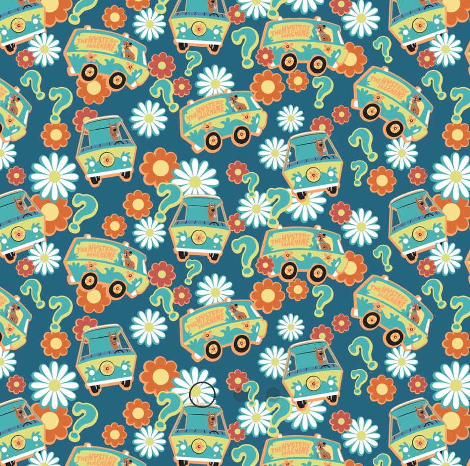 Scooby-Doo School Spirit Collection - SD Mystery Solving - Blue Fabric - 1/2 Meter - Cotton Fabric