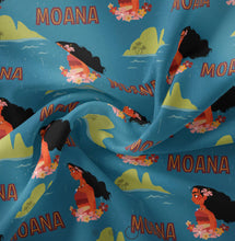 Load image into Gallery viewer, Moana Collection II - Daughter of the Sea - Blue Fabric - 1/2 Meter - Cotton Fabric
