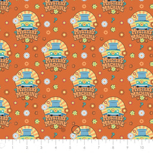 Scooby-Doo School Spirit Collection - SD School Mystery Machine - Orange Fabric - 1/2 Meter - Cotton Fabric