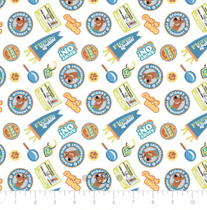 Scooby-Doo School Spirit Collection - SD Pennant Toss - White Fabric - 1/2 Meter - Cotton Fabric