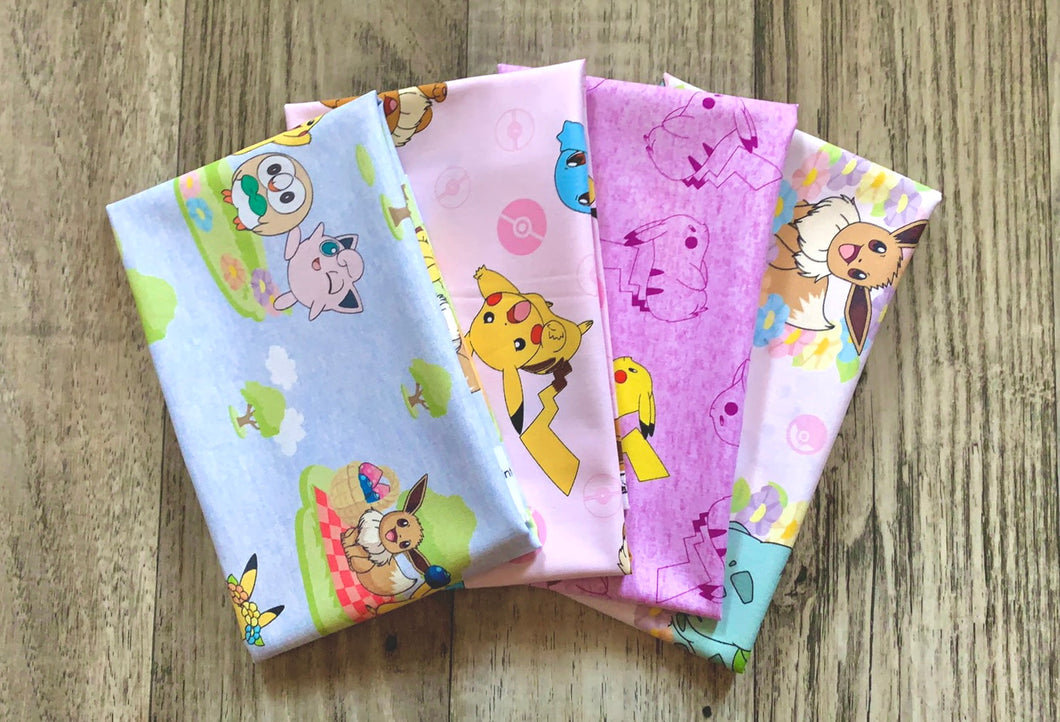 Pokemon Light 4 PCS Fat Quarter Bundle - Cotton Fabric