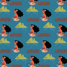 Load image into Gallery viewer, Moana Collection II - Daughter of the Sea - Blue Fabric - 1/2 Meter - Cotton Fabric
