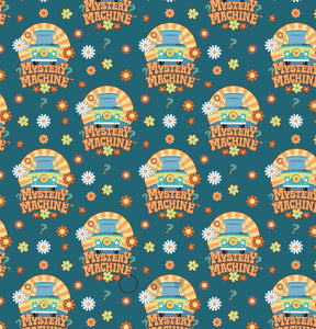 Scooby-Doo School Spirit Collection - SD School Mystery Machine - Blue Fabric - 1/2 Meter - Cotton Fabric