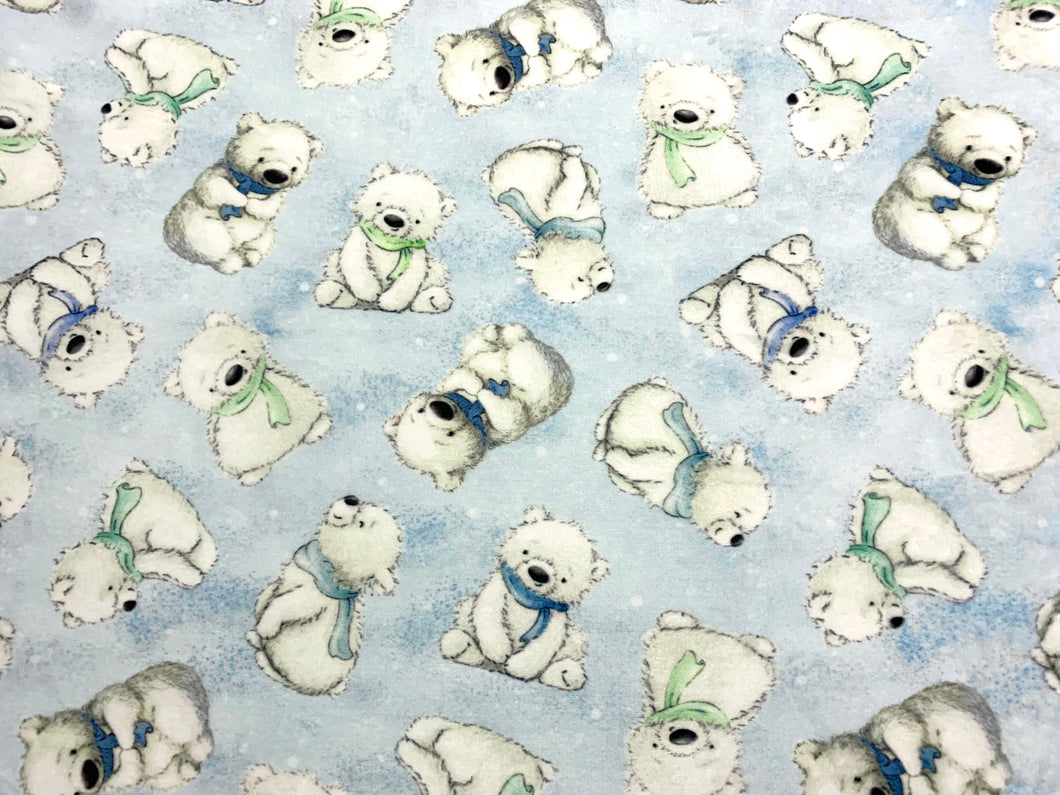 Bears Light Blue Minky - 1/2 Meter