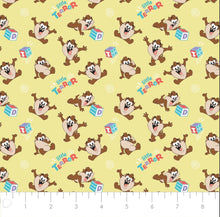 Charger l&#39;image dans la galerie, Character Nursery - Looney Tunes Taz Little Terror - Yellow Fabric - 1/2 Meter - Cotton Fabric
