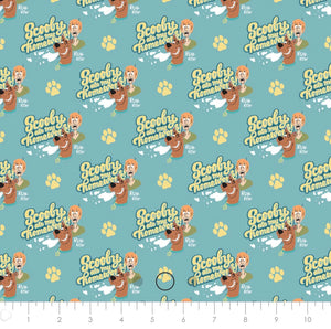 Scooby-Doo School Spirit Collection - SD Homework - Aqua Fabric - 1/2 Meter - Cotton Fabric