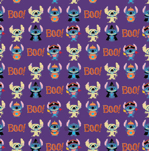 Character Halloween IV - Stitch Boo - Purple Fabric - 1/2 Meter - Cotton Fabric