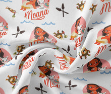 Load image into Gallery viewer, Moana Collection II - Motunui Friends - White Fabric - 1/2 Meter - Cotton Fabric
