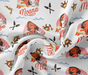 Moana Collection II - Motunui Friends - White Fabric - 1/2 Meter - Cotton Fabric