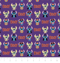 Load image into Gallery viewer, Character Halloween IV - Stitch Boo - Purple Fabric - 1/2 Meter - Cotton Fabric
