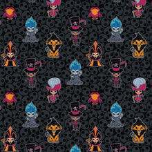 Charger l&#39;image dans la galerie, Disney Villains Kawaii Collection - Bad Guys - Black Fabric - 1/2 Meter - Cotton Fabric
