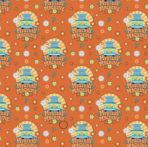 Scooby-Doo School Spirit Collection - SD School Mystery Machine - Orange Fabric - 1/2 Meter - Cotton Fabric