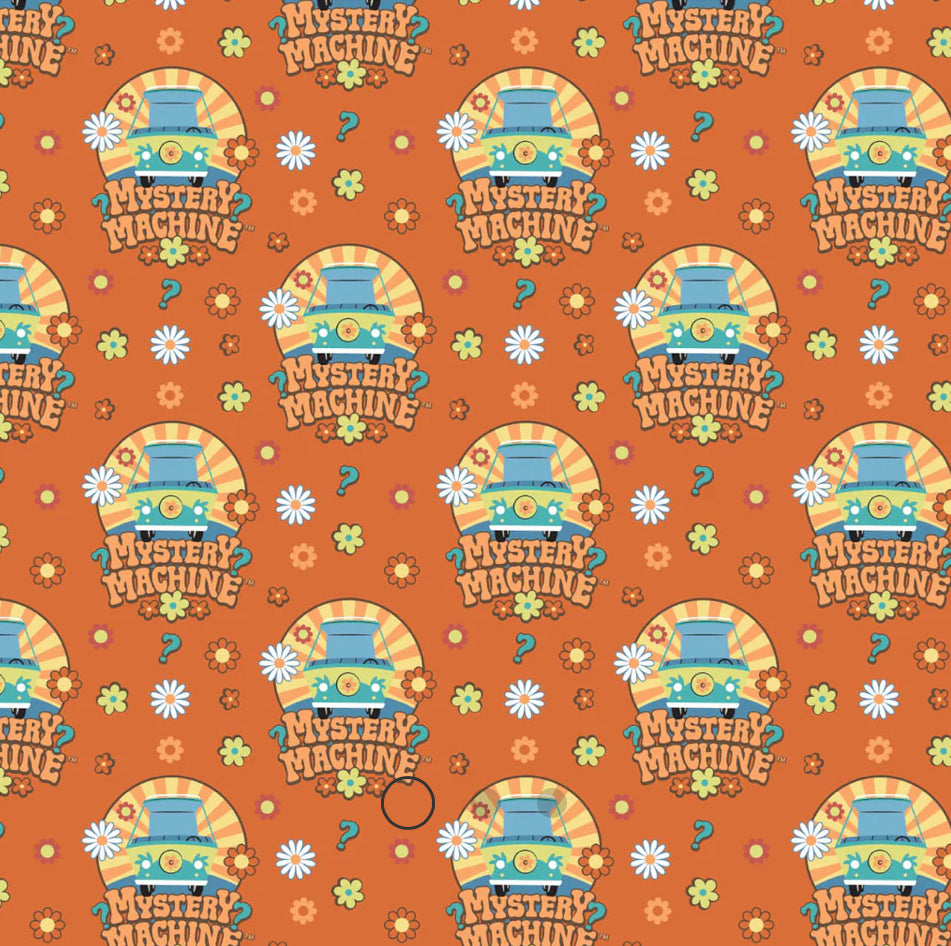 Scooby-Doo School Spirit Collection - SD School Mystery Machine - Orange Fabric - 1/2 Meter - Cotton Fabric