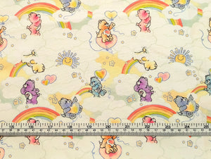 Care Bears - Sketch Art - Care Bears in the Clouds Multi Fabric - 1/2 Meter - Cotton Fabric