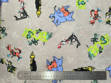 Load image into Gallery viewer, Dr. Seuss Halloween Characters- Grey Fabric - 1/2 Meter - Cotton Fabric
