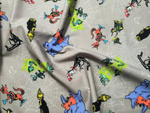 Charger l&#39;image dans la galerie, Dr. Seuss Halloween Characters- Grey Fabric - 1/2 Meter - Cotton Fabric
