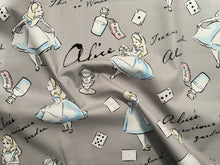 Charger l&#39;image dans la galerie, Alice in Wonderland - Grey Fabric - 1/2 Meter - Cotton Fabric
