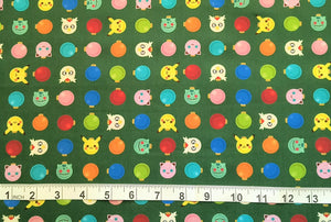 Holiday Pokemon Green - Robert Kaufman - 1/2 Meter - Cotton Fabric