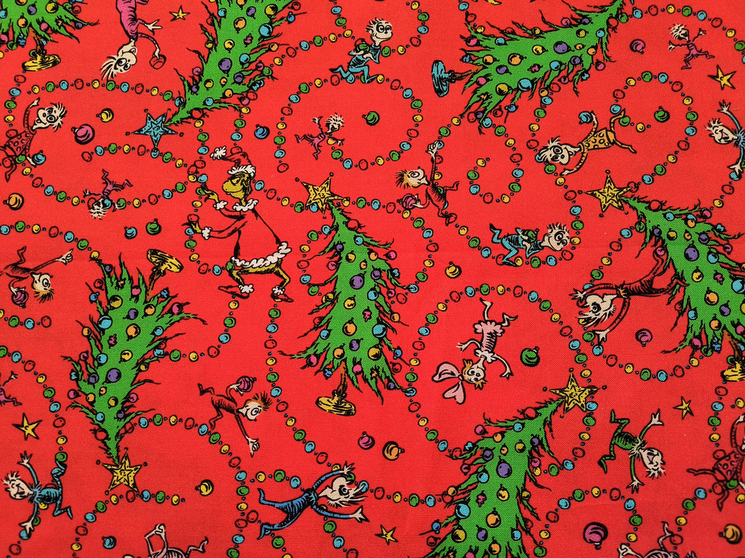 How the Grinch Stole Christmas 22569 Red Robert Kaufman - 1/2 Meter - Cotton Fabric