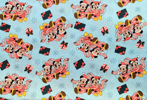 Mickey Happy Holidays - Lignt Blue Fabric - 1/2 Meter - Cotton Fabric