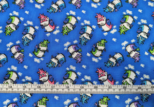 Dragon - Blue Fabric - 1/2 Meter - Cotton Fabric