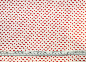 Hearts - White/Red Fabric - 1/2 Meter - Cotton Fabric