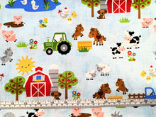 Charger l&#39;image dans la galerie, Farm Friends Main- Light Blue Fabric - 1/2 Meter - Cotton Fabric
