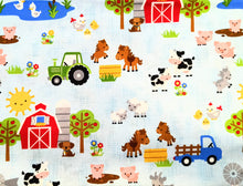 Charger l&#39;image dans la galerie, Farm Friends Main- Light Blue Fabric - 1/2 Meter - Cotton Fabric
