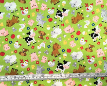 Charger l&#39;image dans la galerie, Farm Friends - Green Fabric - 1/2 Meter - Cotton Fabric
