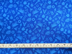 CatR Building Crew Blue - Fabric - 1/2 Meter - Cotton Fabric