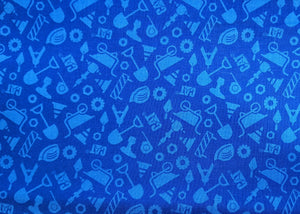 CatR Building Crew Blue - Fabric - 1/2 Meter - Cotton Fabric