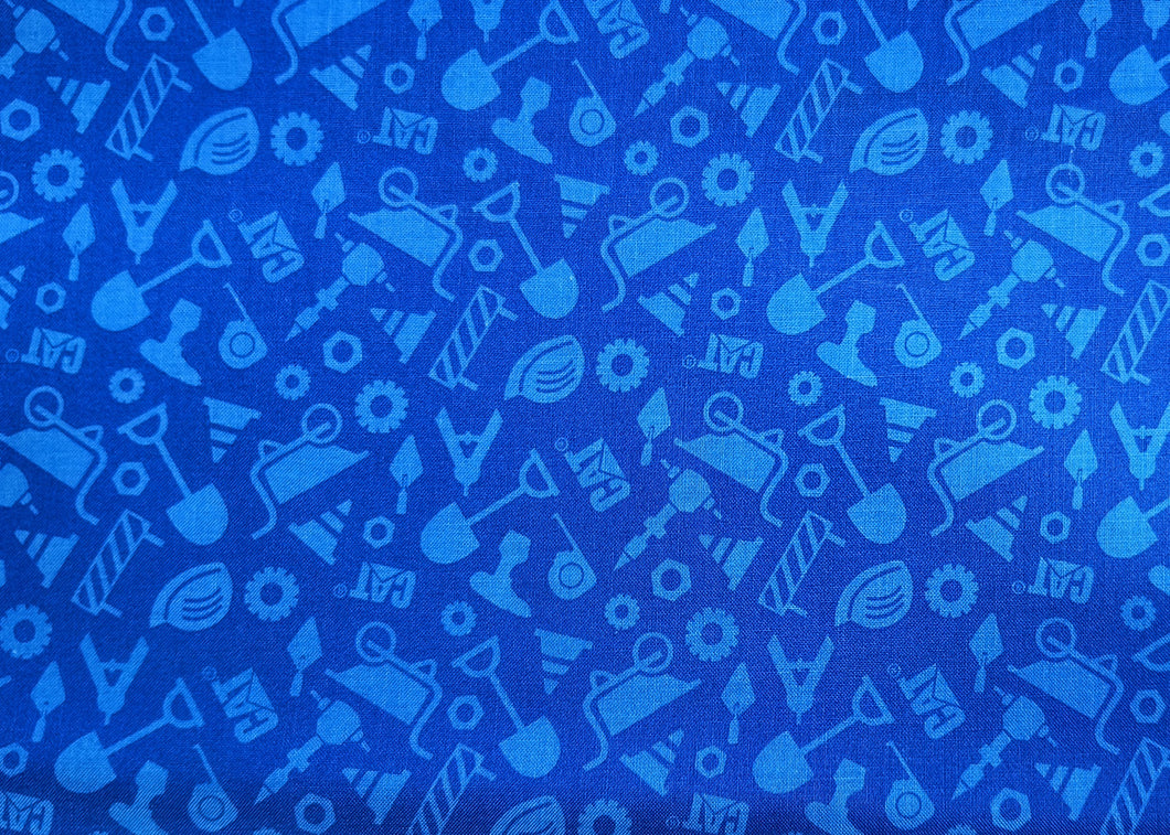 CatR Building Crew Blue - Fabric - 1/2 Meter - Cotton Fabric