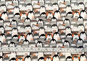 Cozy Penguins Stack Fabric - 1/2 Meter - Cotton Fabric