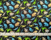 Load image into Gallery viewer, Mini Dino Black Fabric - 1/2 Meter - Cotton Fabric
