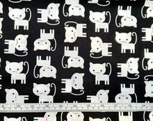 Charger l&#39;image dans la galerie, Cats - Black Fabric - 1/2 Meter - Cotton Fabric
