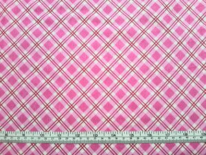 Pink/White Check Flannel Fabric - 1/2 Meter