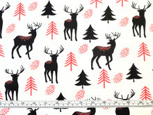 Charger l&#39;image dans la galerie, Deers and Trees White Flannel Fabric - 1/2 Meter
