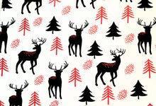 Charger l&#39;image dans la galerie, Deers and Trees White Flannel Fabric - 1/2 Meter
