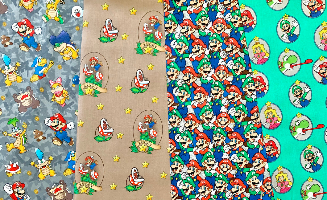 Nintendo Super Mario 4PCS Fat Quarter Bundle - Cotton Fabric