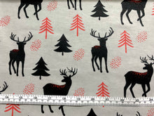 Load image into Gallery viewer, Deers and Trees Grey Flannel Fabric - 1/2 Meter
