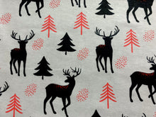 Load image into Gallery viewer, Deers and Trees Grey Flannel Fabric - 1/2 Meter
