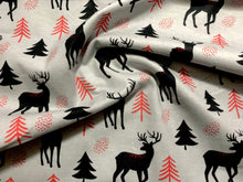 Load image into Gallery viewer, Deers and Trees Grey Flannel Fabric - 1/2 Meter
