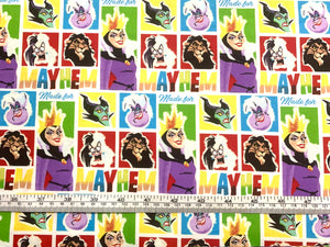 Disney Villains Mayhem Collection - Made for Mayham - Multi Fabric - 1/2 Meter - Cotton Fabric