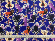 Load image into Gallery viewer, Disney Villains Mayhem Collection - Villain  Cut Out Clooage - Blue Fabric - 1/2 Meter - Cotton Fabric
