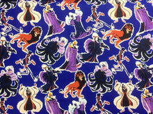 Charger l&#39;image dans la galerie, Disney Villains Mayhem Collection - Villain  Cut Out Clooage - Blue Fabric - 1/2 Meter - Cotton Fabric
