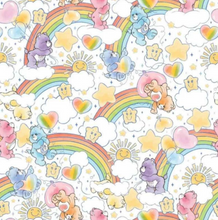 Load image into Gallery viewer, Care Bears - Sketch Art - Rainbows White Fabric - 1/2 Meter - Cotton Fabric
